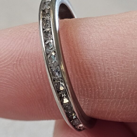 Sterling Silver Eternity Ring Size 8 Gift For Her Anniversary Stackable 3 mm - Picture 8 of 9